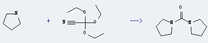 Methanone,di-1-pyrrolidinyl- can be prepared by pyrrolidine and monoorthooxalic acid-1,1,1-triethyl ester-2-nitrile